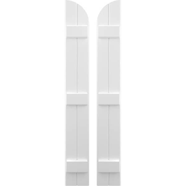 Ekena Millwork Americraft 2-Board (3 Batten) Wood Joined Board-n-Batten Shutters w/ Arch Top, ARW401BQ207X82WHH, PR ARW401BQ207X82WHH - main